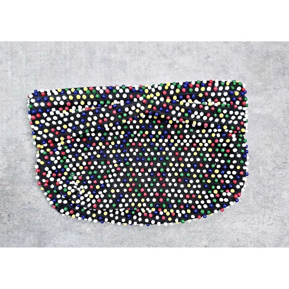 Vintage 1940s Beaded Purse, Clutch, Caviar Candy Dots, Multicoloured - Picture 1 of 6